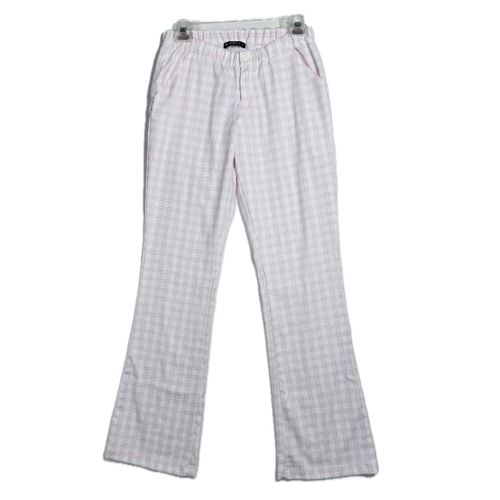 Brandy Melville pink & white checked striped flare leg trousers size small
